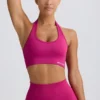 Define Luxe Halterneck Sports Bra in Berry