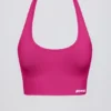 Define Luxe Halterneck Sports Bra in Berry