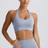 Define Luxe Halterneck Sports Bra in Blue Grey