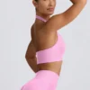 Define Luxe Halterneck Sports Bra in Bubblegum Pink