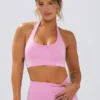 Define Luxe Halterneck Sports Bra in Bubblegum Pink
