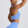 Define Luxe Halterneck Sports Bra in Light Blue