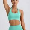 Define Luxe Halterneck Sports Bra in Mint