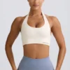 Define Luxe Halterneck Sports Bra in White