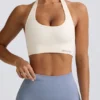 Define Luxe Halterneck Sports Bra in White