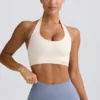 Define Luxe Halterneck Sports Bra in White