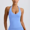 Define Luxe Halterneck Tank Top in Light Blue