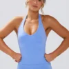 Define Luxe Halterneck Tank Top in Light Blue