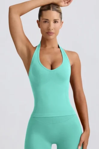 Define Luxe Halterneck Tank Top in Mint