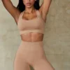 Define Luxe High-Waist Biker Shorts in Beige