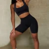 Define Luxe High-Waist Biker Shorts in Black