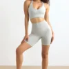 Define Luxe High-Waist Biker Shorts in Fog