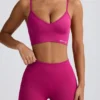 Define Luxe V-Neck Sports Bra in Berry