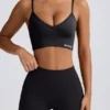 Define Luxe V-Neck Sports Bra in Black