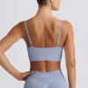 Define Luxe V-Neck Sports Bra in Blue Grey