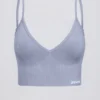 Define Luxe V-Neck Sports Bra in Blue Grey