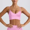Define Luxe V-Neck Sports Bra in Bubblegum Pink