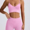 Define Luxe V-Neck Sports Bra in Bubblegum Pink