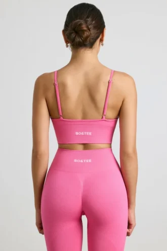 Define Luxe V-Neck Sports Bra in Hot Pink