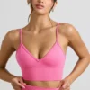 Define Luxe V-Neck Sports Bra in Hot Pink