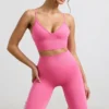 Define Luxe V-Neck Sports Bra in Hot Pink