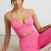 Define Luxe V-Neck Sports Bra in Hot Pink