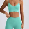 Define Luxe V-Neck Sports Bra in Mint