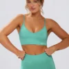 Define Luxe V-Neck Sports Bra in Mint
