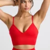 Define Luxe V-Neck Sports Bra in Red
