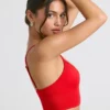 Define Luxe V-Neck Sports Bra in Red