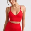Define Luxe V-Neck Sports Bra in Red