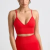 Define Luxe V-Neck Sports Bra in Red