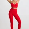 Define Luxe V-Neck Sports Bra in Red