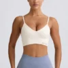 Define Luxe V-Neck Sports Bra in White