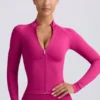 Define Luxe Zip-Up Jacket in Berry