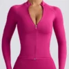 Define Luxe Zip-Up Jacket in Berry
