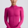 Define Luxe Zip-Up Jacket in Berry