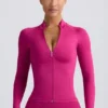 Define Luxe Zip-Up Jacket in Berry