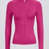 Define Luxe Zip-Up Jacket in Berry