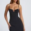 Deia Hardware Detail A-Line Mini Dress in Black