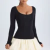 Delphi Modal Scoop-Neck Drop-Waist Bubble Hem Mini Dress in Vanilla