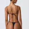 Delray Ruched Thong Bikini Bottoms in Black