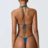 Delray Ruched Thong Bikini Bottoms in Ocean Blue