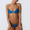 Delray Ruched Thong Bikini Bottoms in Ocean Blue