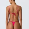 South Beach Chain-Embellished Triangle Bikini Top in Raspberry Pink
