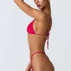 South Beach Chain-Embellished Triangle Bikini Top in Raspberry Pink