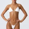 Delray Ruched Thong Bikini Bottoms in White