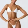 Delray Ruched Thong Bikini Bottoms in White