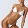 Delray Ruched Thong Bikini Bottoms in White