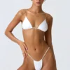 Delray Ruched Thong Bikini Bottoms in White